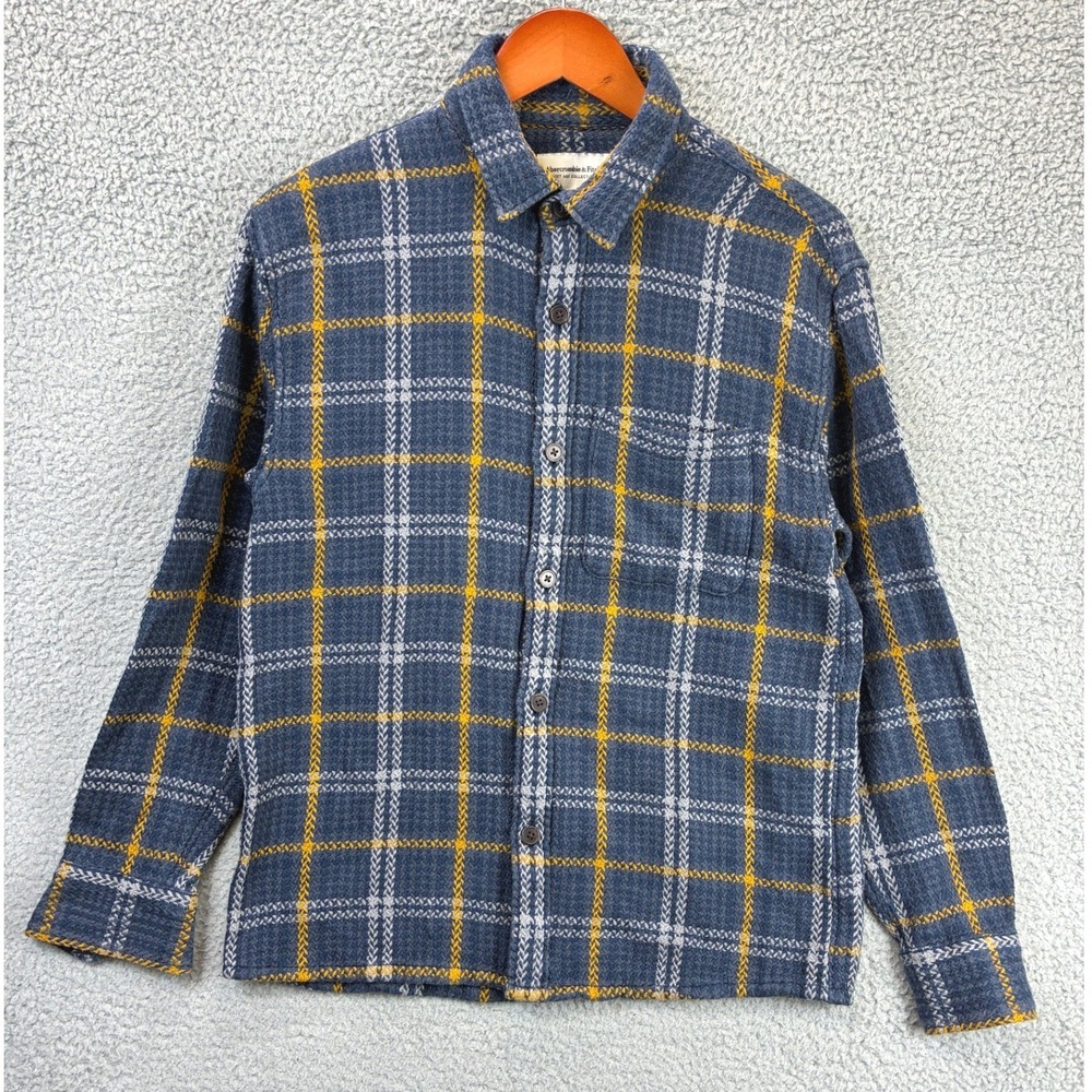 Abercrombie & Fitch Soft Collection Button Down Shirt Mens S Blue Plaid Flannel